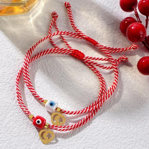 Evil Eye Jewelry Bracelet, Glass, with Cotton Thread, gold color plated, evil eye pattern & for woman 