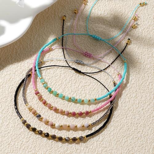 Glass Jewelry Beads Bracelets, with Cotton Thread, Adjustable & for woman 