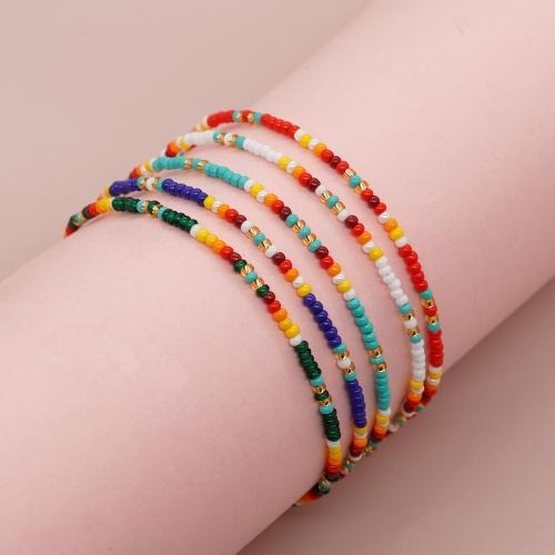 Glass Seed Beads Bracelets, Zinc Alloy, with Seedbead, gold color plated, for woman 