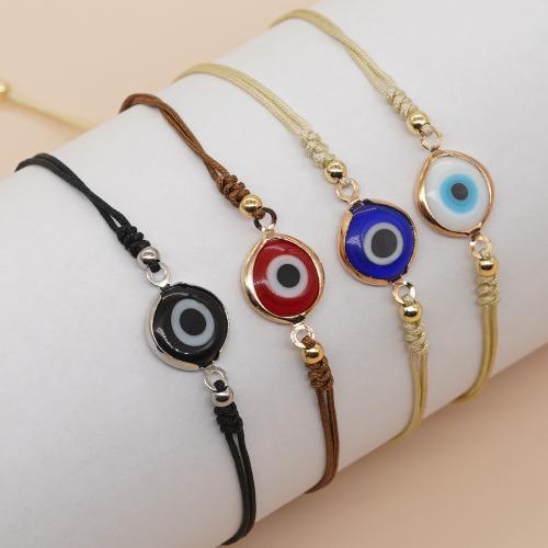 Evil Eye Jewelry Bracelet, Glass, with Wax Cord, evil eye pattern & for woman 