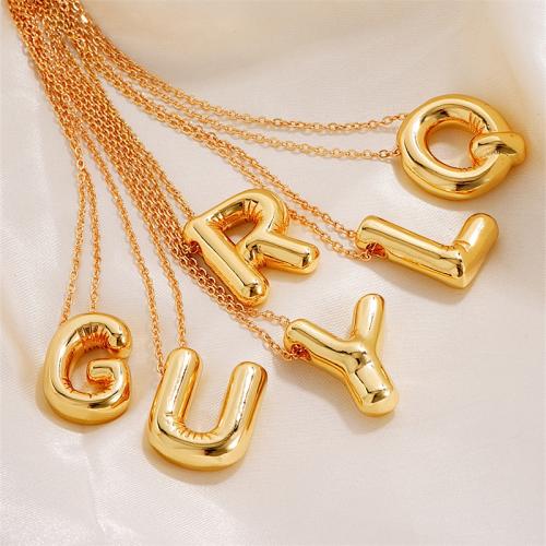 Brass Jewelry Necklace, with 5cm extender chain, Alphabet Letter, fashion jewelry & for woman, golden cm 