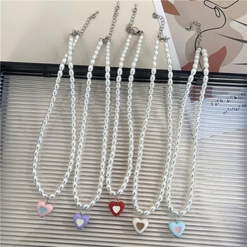 Plastic Pearl Necklace, with Zinc Alloy, fashion jewelry & for woman 