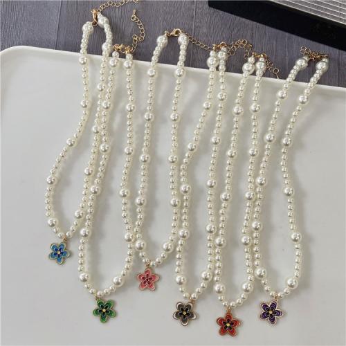 Plastic Pearl Necklace, with Zinc Alloy, fashion jewelry & for woman cm 