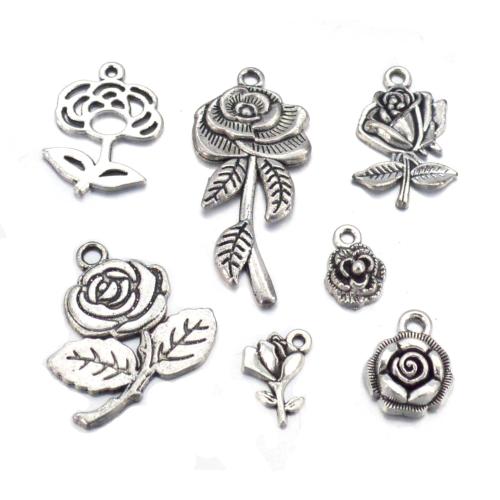 pendentifs de fleur en alliage zinc, alliage de zinc, Rose, Placage, DIY & styles différents pour le choix, couleur originale, Vendu par PC