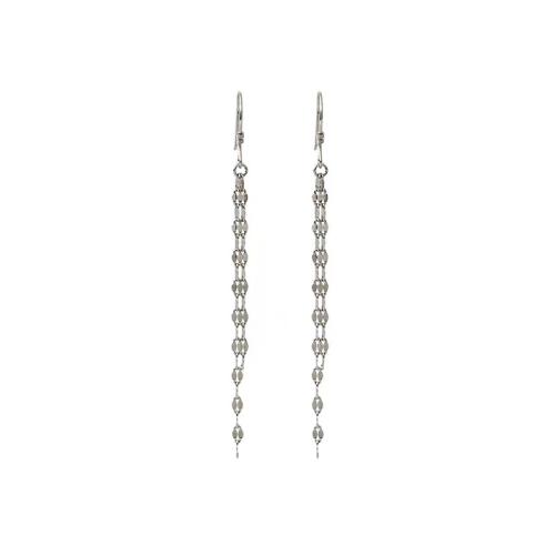 Sterling Silver Drop Earring, 925 Sterling Silver & for woman, platinum color, 70mm 