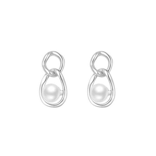 Sterling Silber Tropfen Ohrring, 925 Sterling Silber, mit Kunststoff Perlen, für Frau, keine, 6x13mm, verkauft von Paar