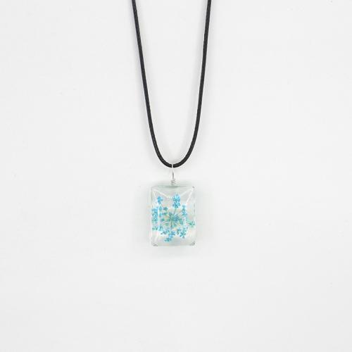 Glas Perlen Emaille Halskette, mit Getrocknete Blumen & Wachsschnur, handgemacht, verschiedene Stile für Wahl & für Frau, keine, Länge:ca. 41-50 cm, verkauft von PC
