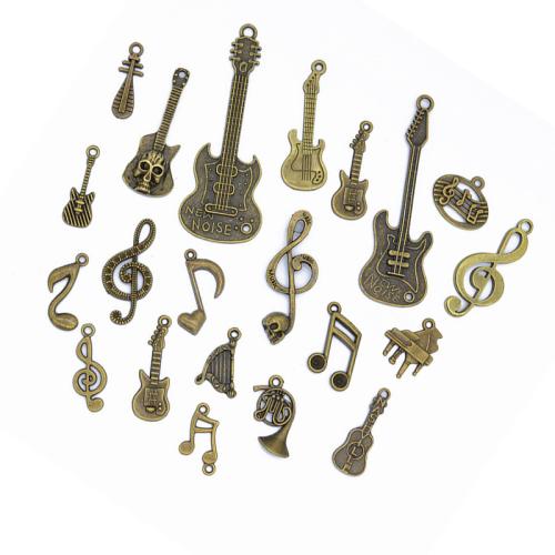 Musical Instrument Shaped Zinc Alloy Pendants, plated, DIY 