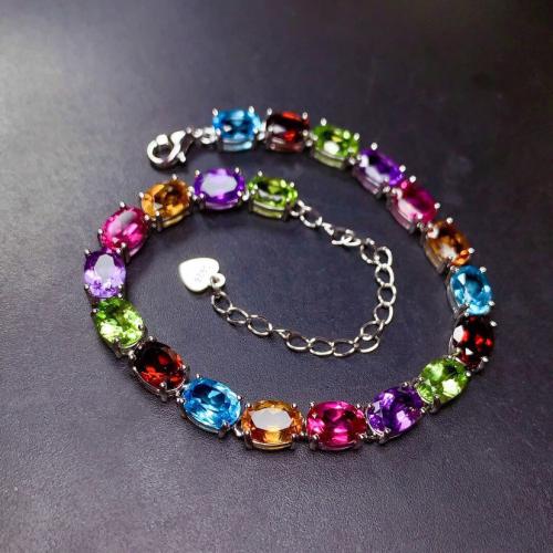 Rhinestone Brass Bracelets, with 5cm extender chain, fashion jewelry & for woman & with rhinestone, multi-colored Approx 17 cm 