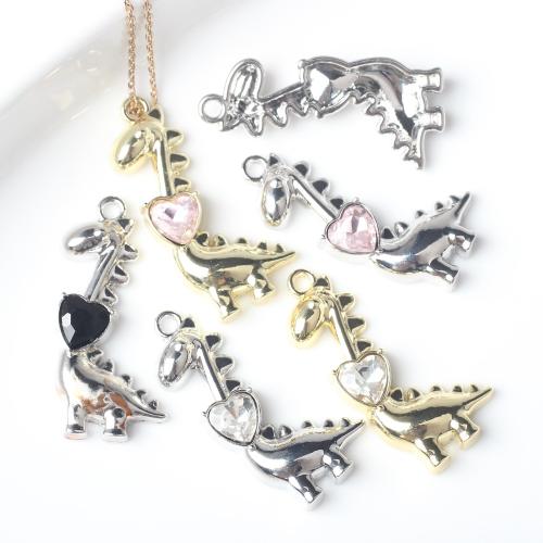 Zinc Alloy Animal Pendants, with Cubic Zirconia, Dinosaur, plated, fashion jewelry & DIY Approx 
