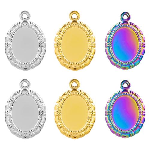 Stainless Steel Pendant Setting, 304 Stainless Steel, Flat Oval, Vacuum Ion Plating, fashion jewelry & DIY 