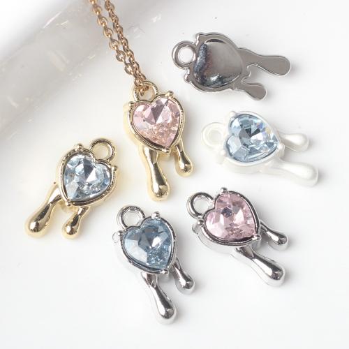Zinc Alloy Heart Pendants, with Cubic Zirconia, plated, fashion jewelry & DIY Approx 