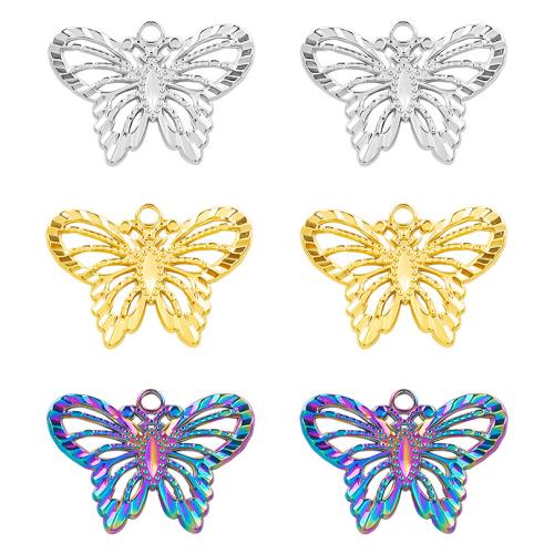Stainless Steel Animal Pendants, 304 Stainless Steel, Butterfly, Vacuum Ion Plating, fashion jewelry & DIY & hollow [