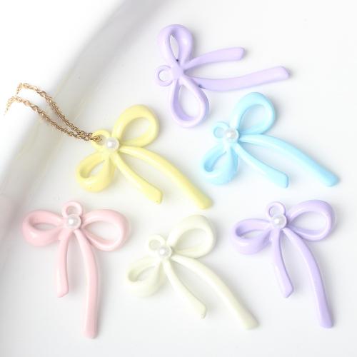 Zinc Alloy Bowkont Pendants, with Plastic Pearl, Bowknot, painted, fashion jewelry & DIY Approx 