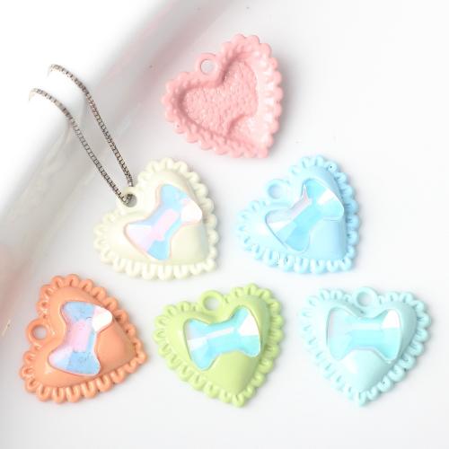 Zinc Alloy Heart Pendants, with Resin, painted, fashion jewelry & DIY Approx 