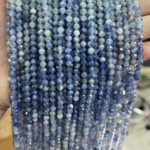 Natural Kyanite Beads, Round, fashion jewelry & DIY & faceted, blue, 4mm Approx 38 cm 