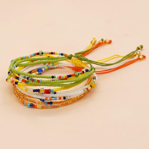Glass Seed Beads Bracelets, with Wax Cord, Adjustable & for woman 