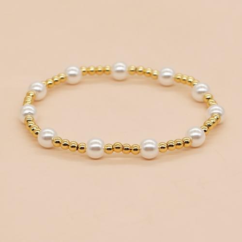 Bracelets de perles En alliage de zinc , perle d'eau douce cultivée, avec alliage de zinc, Placage de couleur d'or, styles différents pour le choix & pour femme & émail, plus de couleurs à choisir Environ 14 cm, Vendu par PC