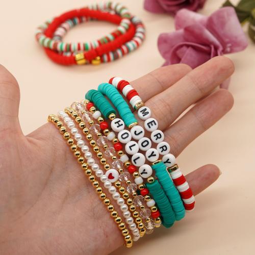 Glass Seed Beads Bracelets, Seedbead, with Clay & Plastic Pearl, for woman & enamel, mixed colors 
