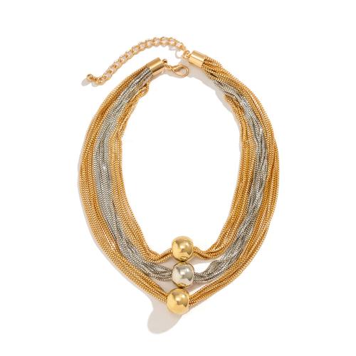 Brass Jewelry Necklace, with 2.7 Inch extender chain, plated, fashion jewelry & multilayer & for woman .7 Inch 