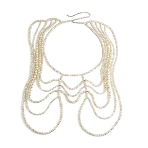 Body Chain Jewelry, Copper Coated Plastic, with Plastic Pearl, plated, fashion jewelry & for woman 