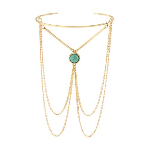 Body Chain Jewelry, Iron, with brass chain & turquoise, plated, fashion jewelry & for woman 