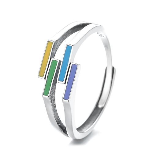 Стерлингового серебра кольцо, 925 пробы, Геометрический узор, Женский & Эпоксидная стикер, размер:6-8, продается PC
