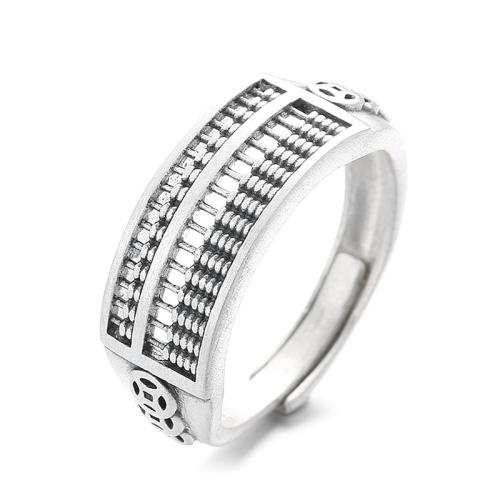 925 Sterling Silver Cuff Finger Ring, Abacus, for woman & hollow 8mm, US Ring 