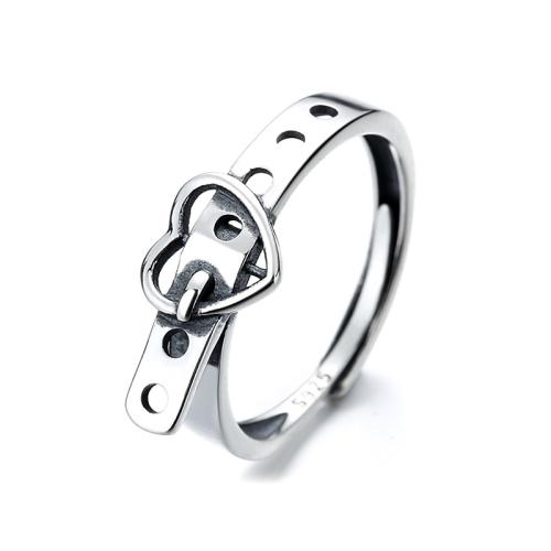 925 Sterling Silver Cuff Finger Ring, Belt Buckle, vintage & for woman & hollow, 6mm, US Ring 