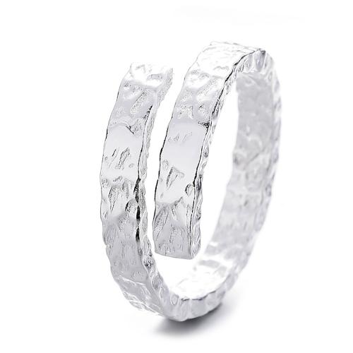 925 Sterling Silver Cuff Finger Ring, Geometrical Pattern, Korean style & for woman, silver color, 8mm, US Ring 