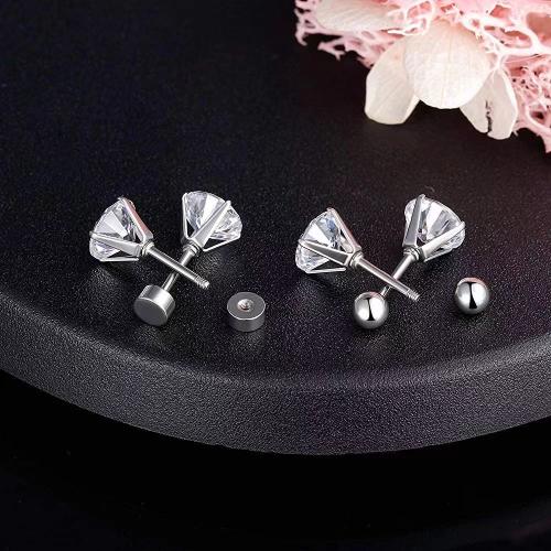 Stainless Steel Cubic Zirconia Stud Earring, 304 Stainless Steel, fashion jewelry & micro pave cubic zirconia & for woman 