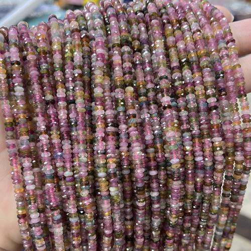 Natürlicher Turmalin Perlen, Abakus,Rechenbrett, Modeschmuck & DIY & facettierte, gemischte Farben, 1.9x3.5mm, Länge:ca. 38 cm, verkauft von Strang