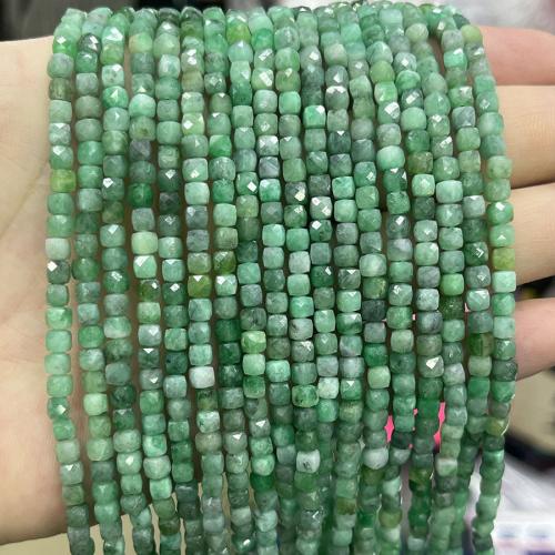 Single Gemstone Beads, Emerald, Square, fashion jewelry & DIY & faceted, green, 4mm Approx 38 cm 