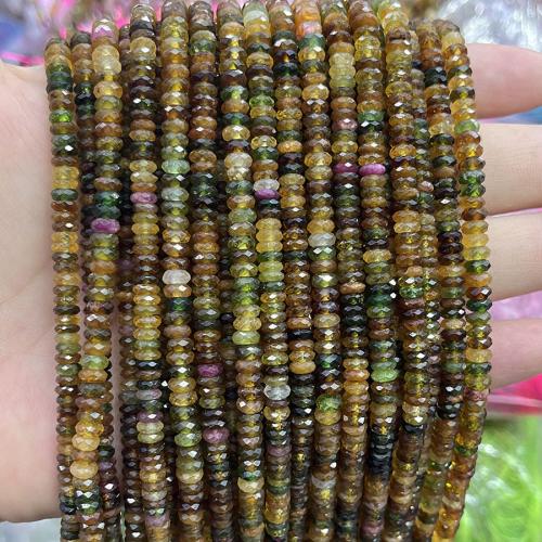 Natural Tourmaline Beads, Abacus, fashion jewelry & DIY & faceted, mixed colors Approx 38 cm 