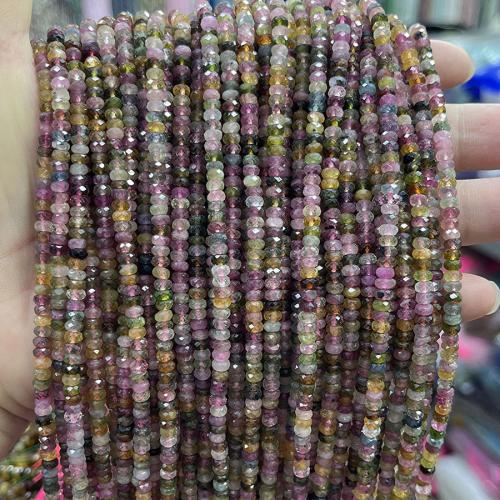 Natürlicher Turmalin Perlen, Abakus,Rechenbrett, Modeschmuck & DIY & facettierte, gemischte Farben, 2.2x4.5mm, Länge:ca. 38 cm, verkauft von Strang
