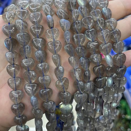 Labradorit Perlen, Herz, Modeschmuck & DIY, grau, 10mm, Länge:ca. 38 cm, verkauft von Strang