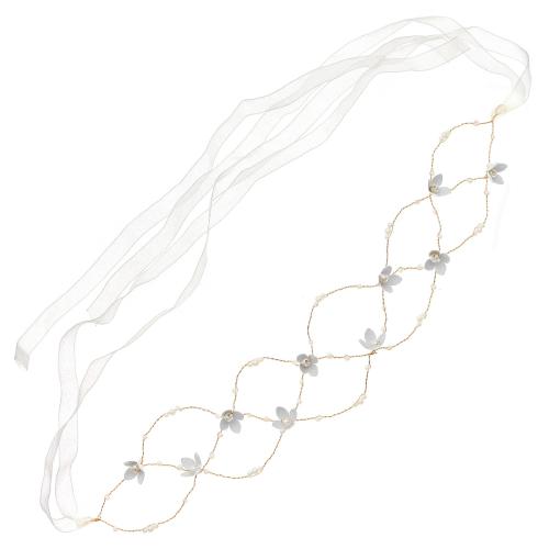 Ruban bijoux, laiton, avec perle de plastique, bijoux de mode & pour femme, doré Vendu par PC