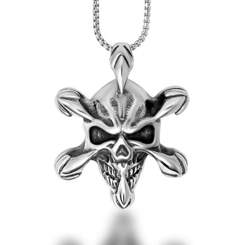 Stainless Steel Skull Pendant, 304 Stainless Steel, polished, fashion jewelry & for man 