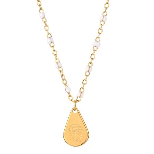 Stainless Steel Jewelry Necklace, 304 Stainless Steel, with 5cm extender chain, Teardrop, Vacuum Ion Plating, fashion jewelry & for woman & enamel Approx 45 cm 
