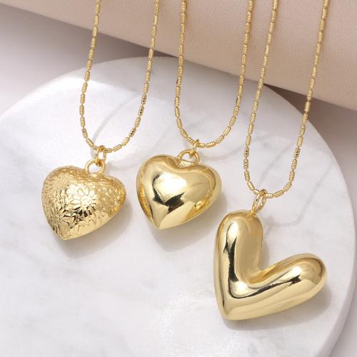 Brass Jewelry Necklace, Heart, plated, fashion jewelry golden 