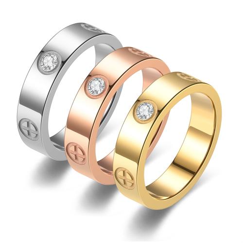 Титан Сталь палец кольцо, титан, Другое покрытие, ювелирные изделия моды & разный размер для выбора & со стразами, Много цветов для выбора, продается PC