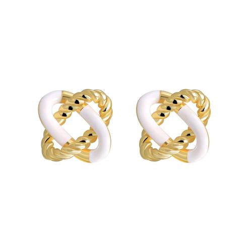 Brass Stud Earring, plated, for woman & enamel 