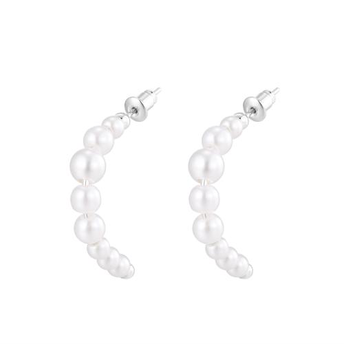 Messing Ohrstecker, mit Kunststoff Perlen, plattiert, für Frau, keine, 32x17mm, verkauft von Paar