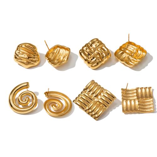 Titan Stahl Ohrringe, Titanstahl, plattiert, verschiedene Stile für Wahl & für Frau, goldfarben, verkauft von Paar