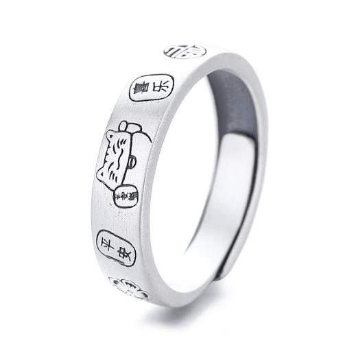 Серебро 925 пробы Манжеты палец кольцо, Винтаж & Женский & матовый, 5mm, размер:6-9, продается PC