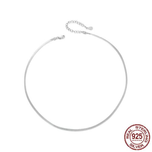 925 Sterling Silver Necklace, with 1.97inch extender chain, platinum plated, snake chain & for woman Approx 13.78 Inch 