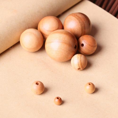 Original Wood Beads, Peach Wood, Round, Carved, DIY 