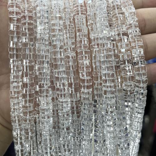 Natural Clear Quartz Beads, Flat Round, fashion jewelry & DIY & faceted, clear, Length about 4-5mm Approx 38 cm 