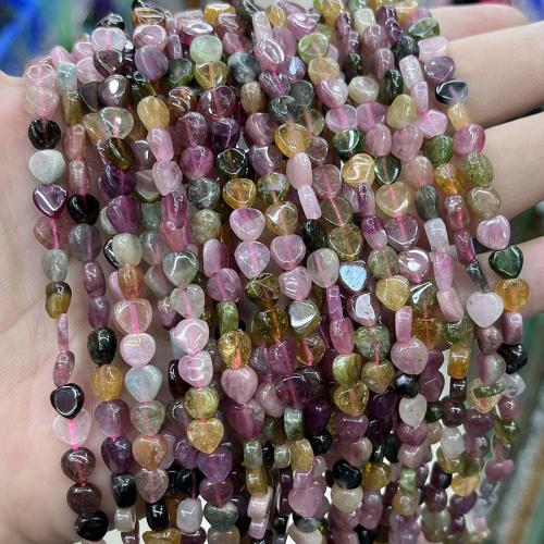 Natural Tourmaline Beads, Heart, fashion jewelry & DIY, mixed colors, 6.5mm Approx 38 cm 
