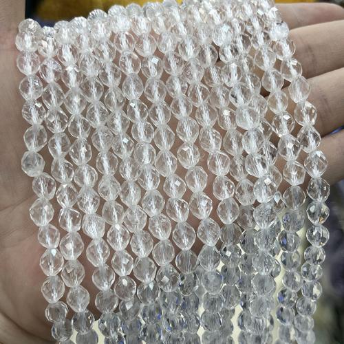 Natural Clear Quartz Beads, fashion jewelry & DIY & faceted, clear, Length about 6.5-7.5mm Approx 38 cm 